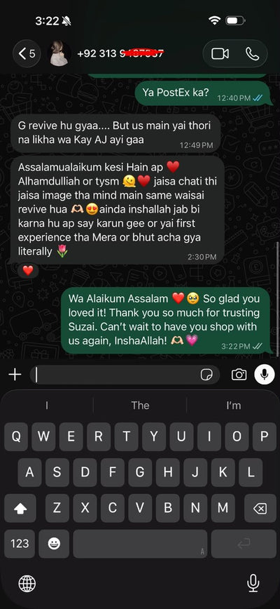Suzai customer WhatsApp review