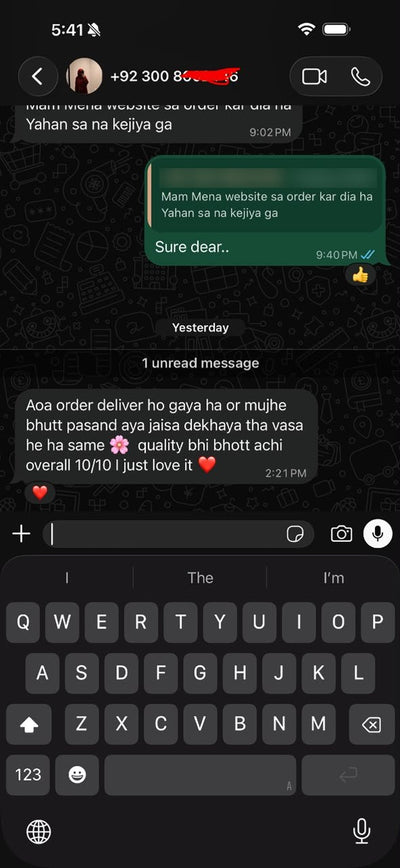 Suzai customer WhatsApp review