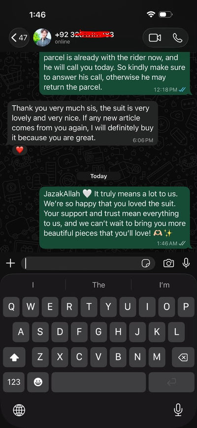 Suzai customer WhatsApp review