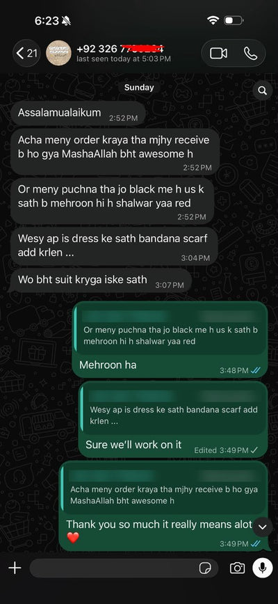 Suzai customer WhatsApp review