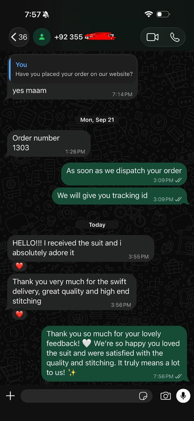 Suzai customer WhatsApp review