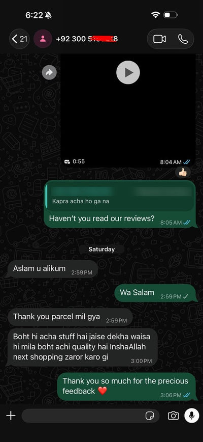 Suzai customer WhatsApp review